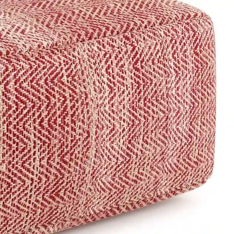 Pouf ottoman carré en coton tressé, individuel — Bleu jean / Gris / Bordeaux / Sarcelle / Mélange d'aqua