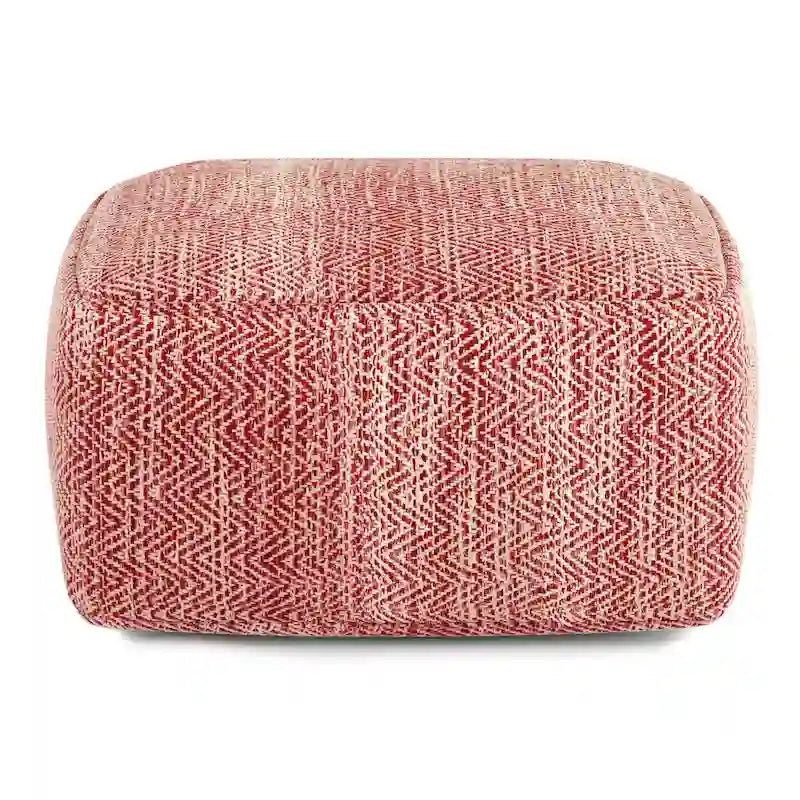 Pouf ottoman carré en coton tressé, individuel — Bleu jean / Gris / Bordeaux / Sarcelle / Mélange d'aqua