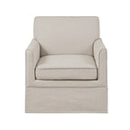 Fauteuil d'appoint déhoussable de transition avec accoudoirs droits et jupe de base, couleur ivoire/crème/taupe/bleu clair, un seul