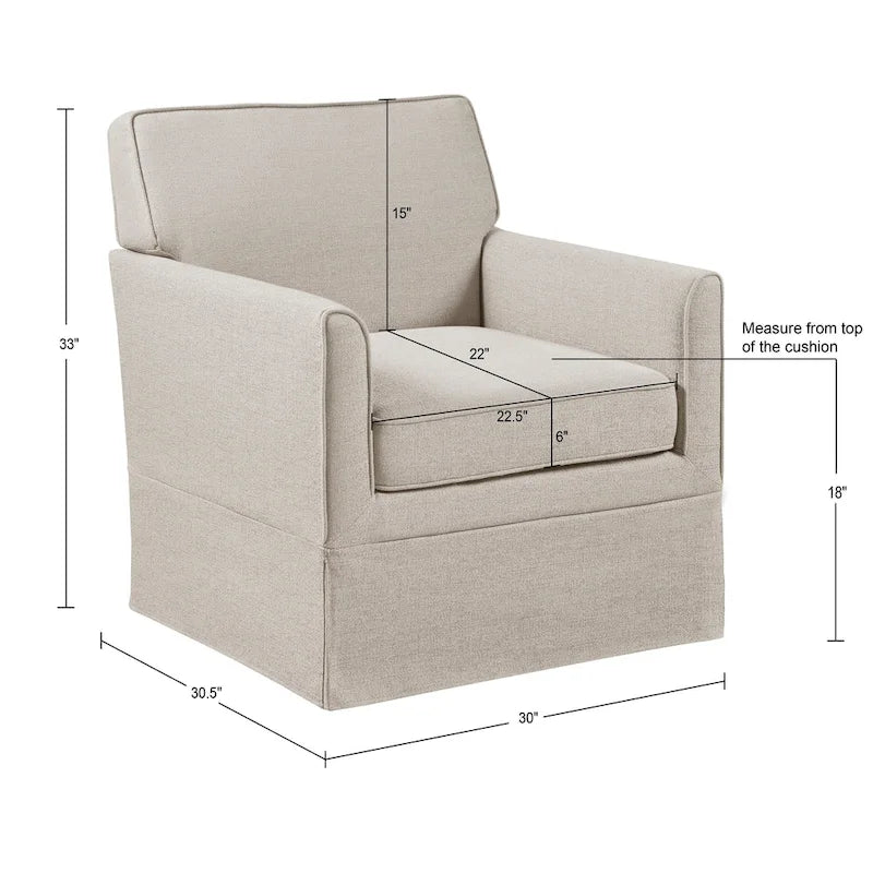 Fauteuil d'appoint déhoussable de transition avec accoudoirs droits et jupe de base, couleur ivoire/crème/taupe/bleu clair, un seul