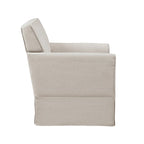 Fauteuil d'appoint déhoussable de transition avec accoudoirs droits et jupe de base, couleur ivoire/crème/taupe/bleu clair, un seul