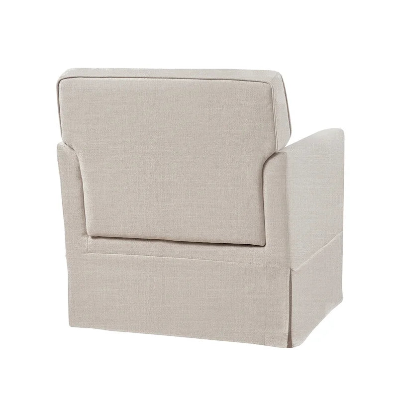 Fauteuil d'appoint déhoussable de transition avec accoudoirs droits et jupe de base, couleur ivoire/crème/taupe/bleu clair, un seul
