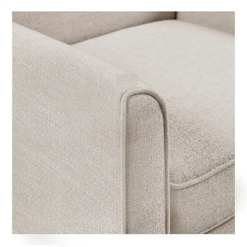 Fauteuil d'appoint déhoussable de transition avec accoudoirs droits et jupe de base, couleur ivoire/crème/taupe/bleu clair, un seul