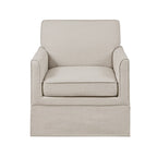 Fauteuil d'appoint déhoussable de transition avec accoudoirs droits et jupe de base, couleur ivoire/crème/taupe/bleu clair, un seul