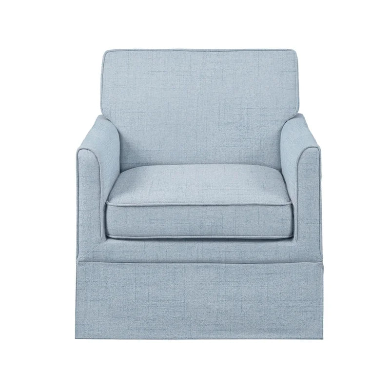 Fauteuil d'appoint déhoussable de transition avec accoudoirs droits et jupe de base, couleur ivoire/crème/taupe/bleu clair, un seul