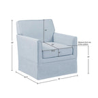 Fauteuil d'appoint déhoussable de transition avec accoudoirs droits et jupe de base, couleur ivoire/crème/taupe/bleu clair, un seul