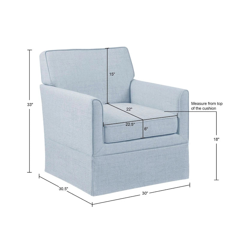 Fauteuil d'appoint déhoussable de transition avec accoudoirs droits et jupe de base, couleur ivoire/crème/taupe/bleu clair, un seul
