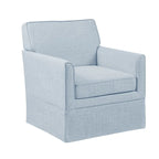Fauteuil d'appoint déhoussable de transition avec accoudoirs droits et jupe de base, couleur ivoire/crème/taupe/bleu clair, un seul
