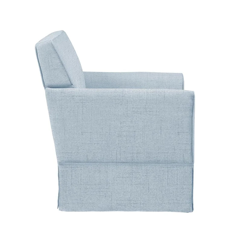 Fauteuil d'appoint déhoussable de transition avec accoudoirs droits et jupe de base, couleur ivoire/crème/taupe/bleu clair, un seul