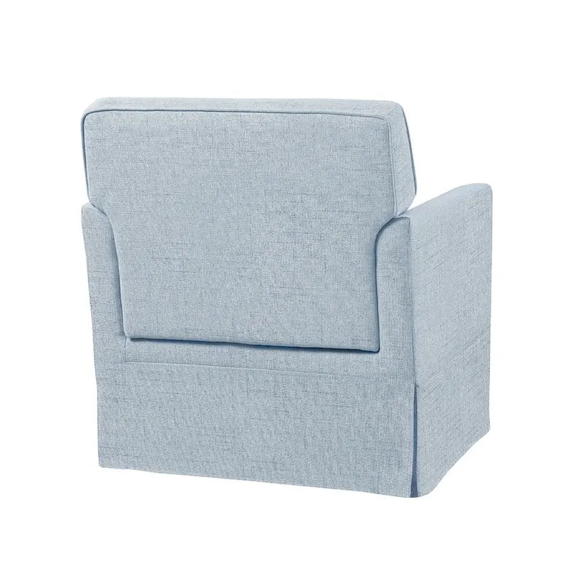Fauteuil d'appoint déhoussable de transition avec accoudoirs droits et jupe de base, couleur ivoire/crème/taupe/bleu clair, un seul