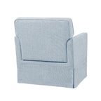 Fauteuil d'appoint déhoussable de transition avec accoudoirs droits et jupe de base, couleur ivoire/crème/taupe/bleu clair, un seul