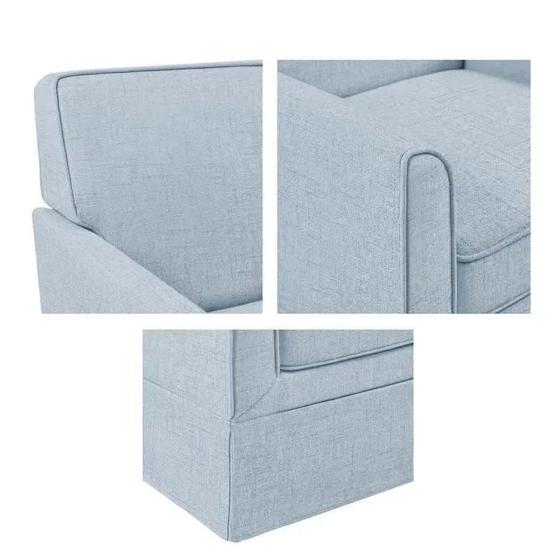 Fauteuil d'appoint déhoussable de transition avec accoudoirs droits et jupe de base, couleur ivoire/crème/taupe/bleu clair, un seul