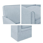 Fauteuil d'appoint déhoussable de transition avec accoudoirs droits et jupe de base, couleur ivoire/crème/taupe/bleu clair, un seul