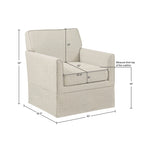 Fauteuil d'appoint déhoussable de transition avec accoudoirs droits et jupe de base, couleur ivoire/crème/taupe/bleu clair, un seul