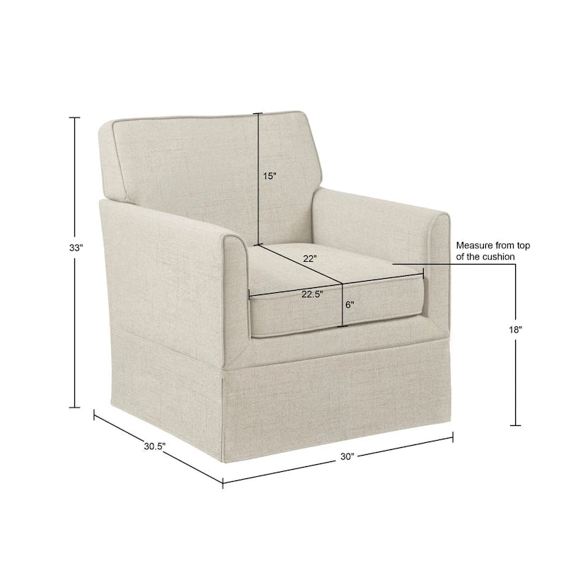 Fauteuil d'appoint déhoussable de transition avec accoudoirs droits et jupe de base, couleur ivoire/crème/taupe/bleu clair, un seul