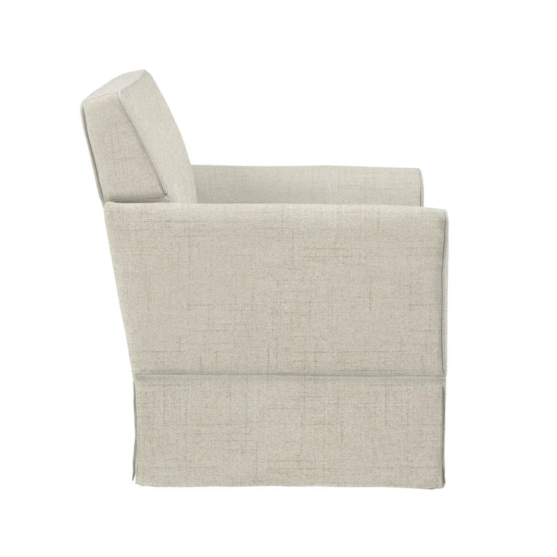 Fauteuil d'appoint déhoussable de transition avec accoudoirs droits et jupe de base, couleur ivoire/crème/taupe/bleu clair, un seul