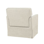 Fauteuil d'appoint déhoussable de transition avec accoudoirs droits et jupe de base, couleur ivoire/crème/taupe/bleu clair, un seul