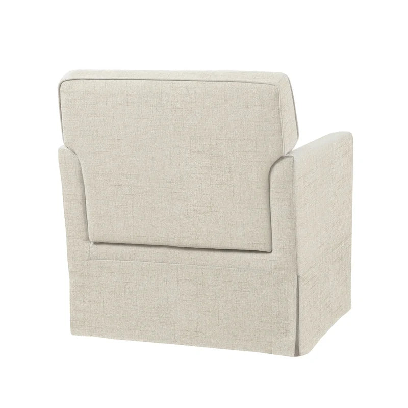 Fauteuil d'appoint déhoussable de transition avec accoudoirs droits et jupe de base, couleur ivoire/crème/taupe/bleu clair, un seul