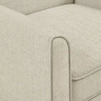 Fauteuil d'appoint déhoussable de transition avec accoudoirs droits et jupe de base, couleur ivoire/crème/taupe/bleu clair, un seul
