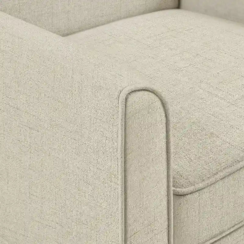 Fauteuil d'appoint déhoussable de transition avec accoudoirs droits et jupe de base, couleur ivoire/crème/taupe/bleu clair, un seul