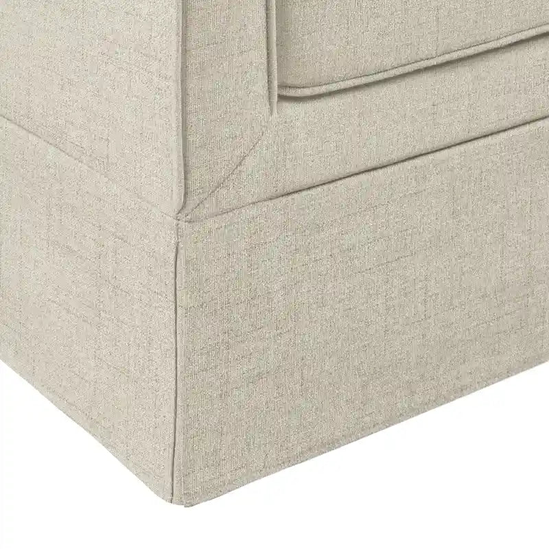 Fauteuil d'appoint déhoussable de transition avec accoudoirs droits et jupe de base, couleur ivoire/crème/taupe/bleu clair, un seul