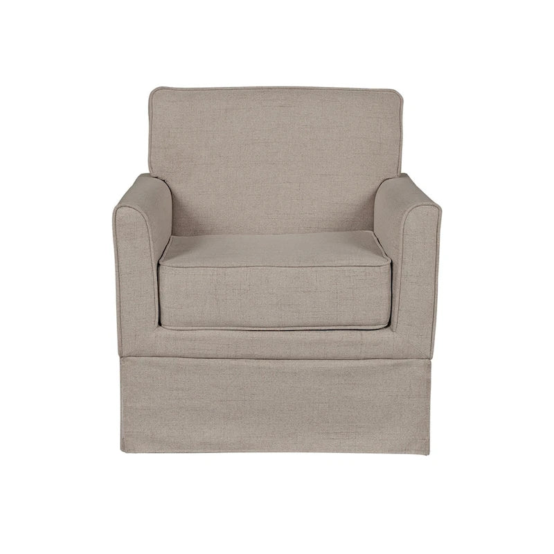 Fauteuil d'appoint déhoussable de transition avec accoudoirs droits et jupe de base, couleur ivoire/crème/taupe/bleu clair, un seul