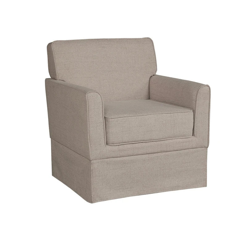 Fauteuil d'appoint déhoussable de transition avec accoudoirs droits et jupe de base, couleur ivoire/crème/taupe/bleu clair, un seul
