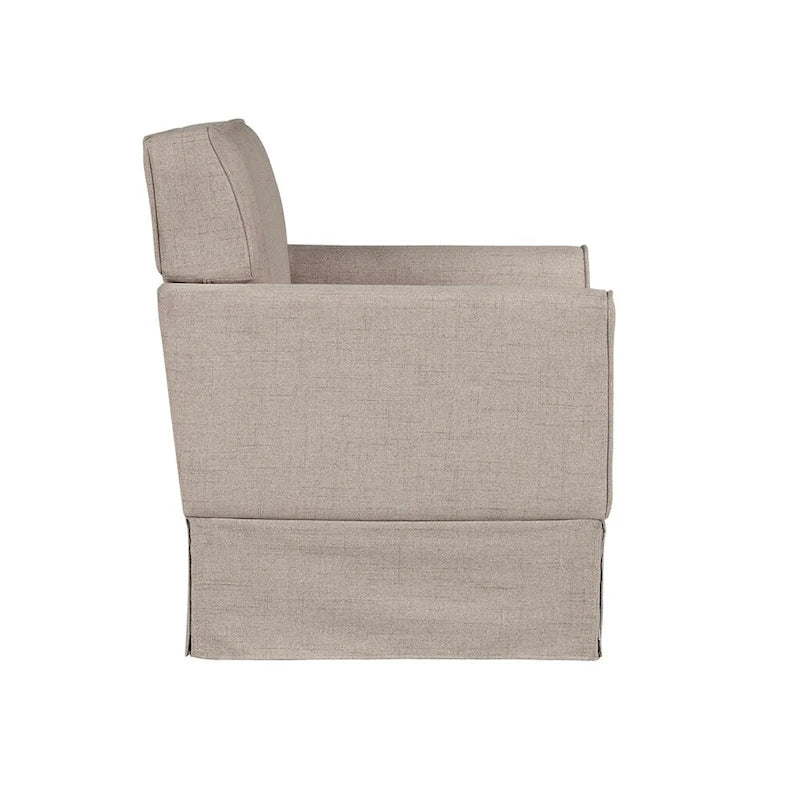 Fauteuil d'appoint déhoussable de transition avec accoudoirs droits et jupe de base, couleur ivoire/crème/taupe/bleu clair, un seul
