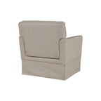 Fauteuil d'appoint déhoussable de transition avec accoudoirs droits et jupe de base, couleur ivoire/crème/taupe/bleu clair, un seul