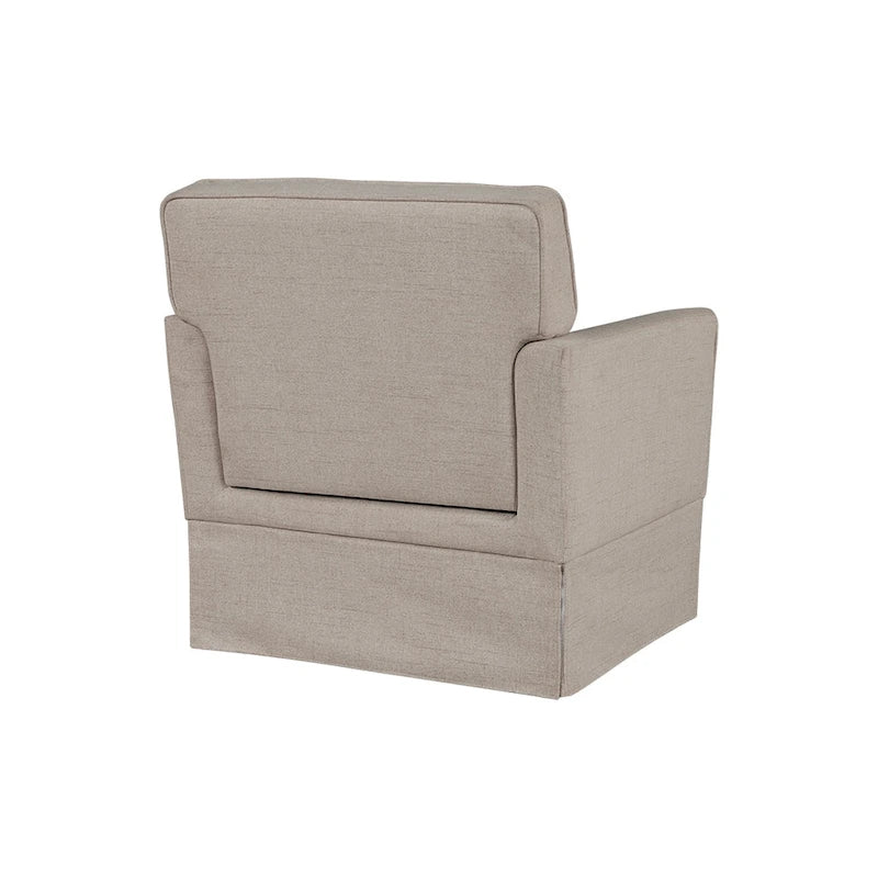 Fauteuil d'appoint déhoussable de transition avec accoudoirs droits et jupe de base, couleur ivoire/crème/taupe/bleu clair, un seul