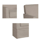 Fauteuil d'appoint déhoussable de transition avec accoudoirs droits et jupe de base, couleur ivoire/crème/taupe/bleu clair, un seul