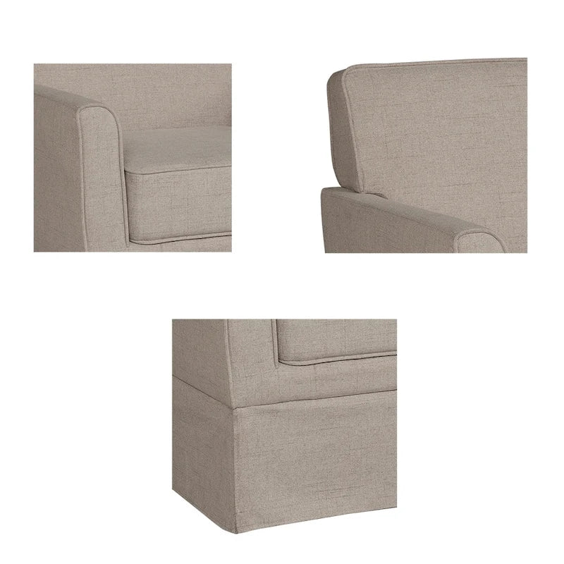 Fauteuil d'appoint déhoussable de transition avec accoudoirs droits et jupe de base, couleur ivoire/crème/taupe/bleu clair, un seul