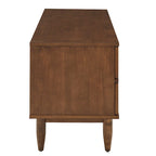Meuble TV de style mi-siècle en hévéa, 2 tiroirs et porte coulissante, gris anthracite / tabac, 178 cm