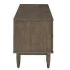 Meuble TV de style mi-siècle en hévéa, 2 tiroirs et porte coulissante, gris anthracite / tabac, 178 cm