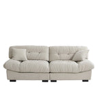 Causeuse minimaliste en velours beige/rose/gris, garnie de plumes et de mousse, 2 places