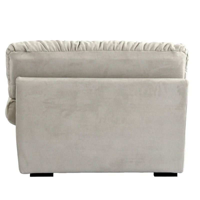 Causeuse minimaliste en velours beige/rose/gris, garnie de plumes et de mousse, 2 places