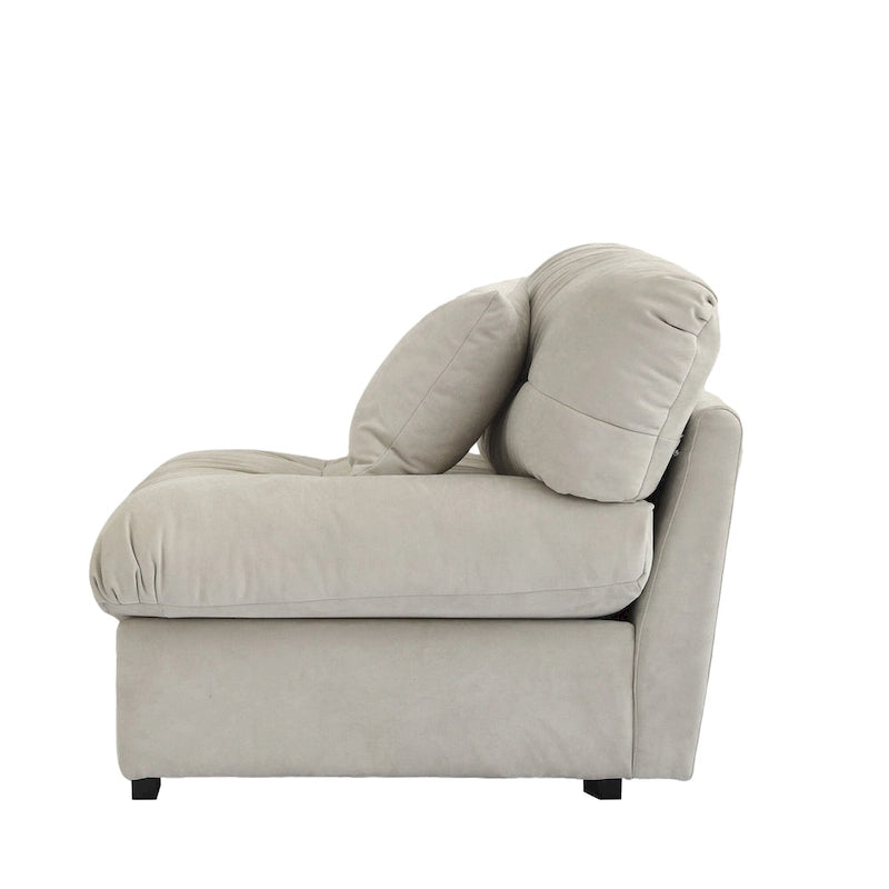 Causeuse minimaliste en velours beige/rose/gris, garnie de plumes et de mousse, 2 places