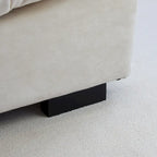 Causeuse minimaliste en velours beige/rose/gris, garnie de plumes et de mousse, 2 places