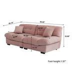 Causeuse minimaliste en velours beige/rose/gris, garnie de plumes et de mousse, 2 places