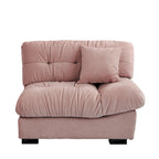Causeuse minimaliste en velours beige/rose/gris, garnie de plumes et de mousse, 2 places
