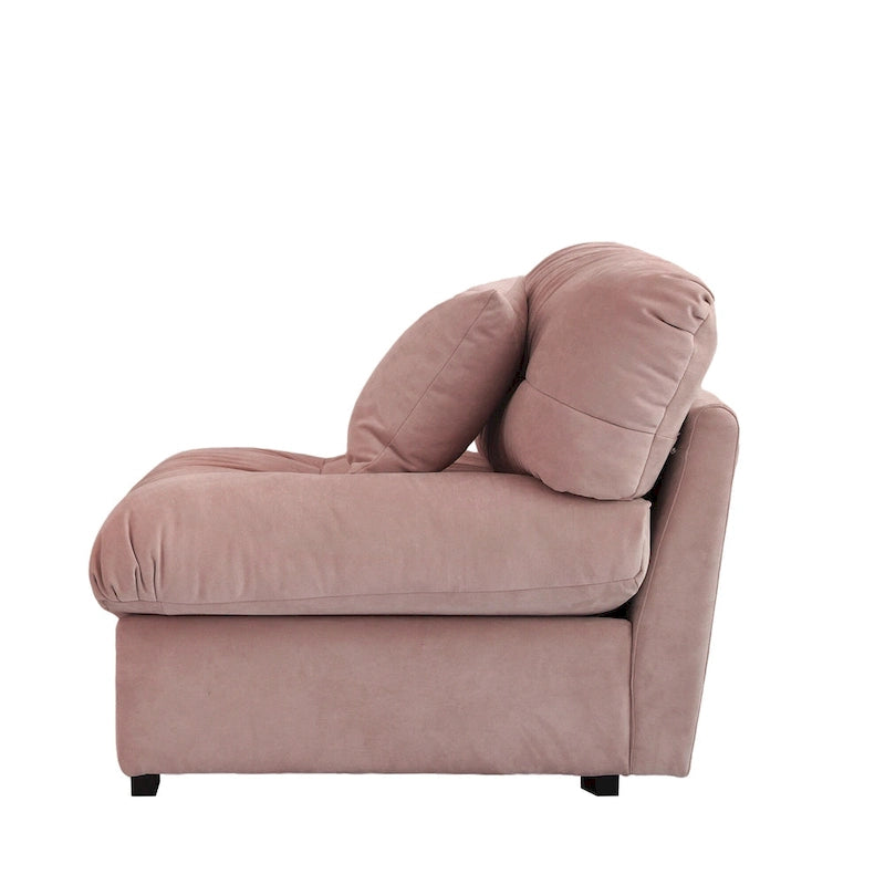 Causeuse minimaliste en velours beige/rose/gris, garnie de plumes et de mousse, 2 places