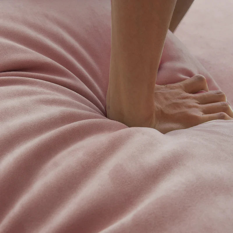 Causeuse minimaliste en velours beige/rose/gris, garnie de plumes et de mousse, 2 places