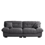 Causeuse minimaliste en velours beige/rose/gris, garnie de plumes et de mousse, 2 places