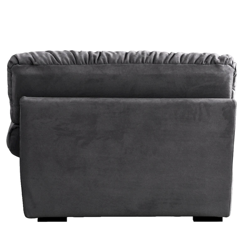 Causeuse minimaliste en velours beige/rose/gris, garnie de plumes et de mousse, 2 places