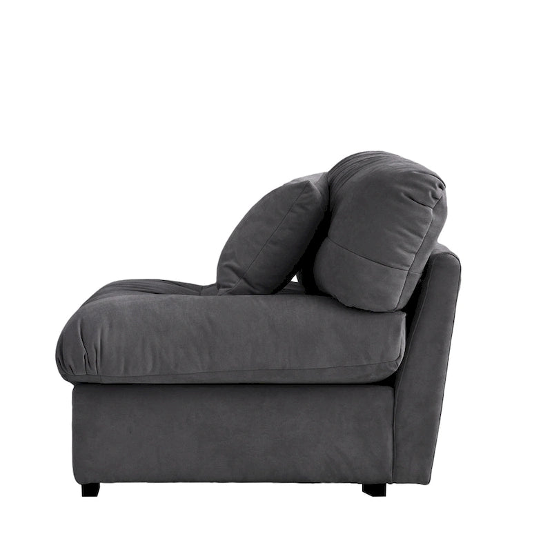 Causeuse minimaliste en velours beige/rose/gris, garnie de plumes et de mousse, 2 places