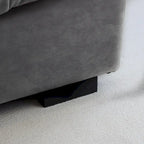 Causeuse minimaliste en velours beige/rose/gris, garnie de plumes et de mousse, 2 places
