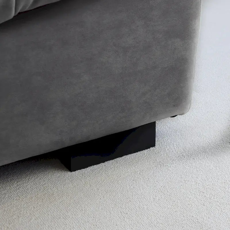 Causeuse minimaliste en velours beige/rose/gris, garnie de plumes et de mousse, 2 places