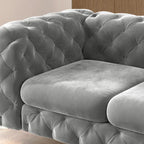 Causeuse capitonnée en velours de style Chesterfield, 2 places — Bleu français / Gris / Bleu marine / Sarcelle