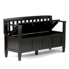 Banc de rangement contemporain en bois massif pour entrée avec couvercle à charnière, 2 places — Plusieurs couleurs