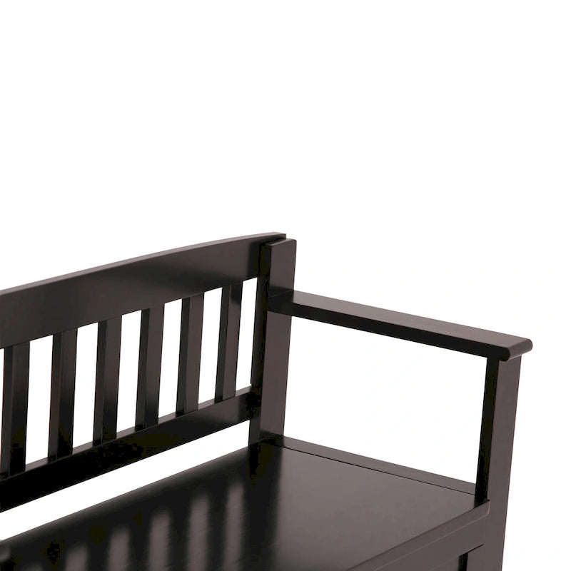 Banc de rangement contemporain en bois massif pour entrée avec couvercle à charnière, 2 places — Plusieurs couleurs